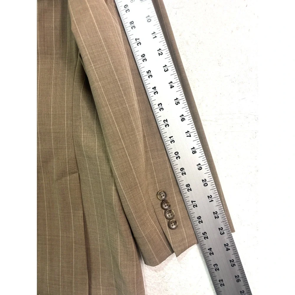 NEW Bonobos 44S Tan Chalk Stripe Jetsetter Unstructured Blazer Jacket Sport Coat